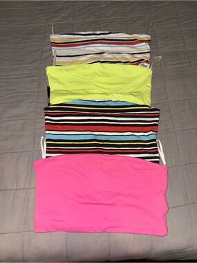 Bundle Women's Tube Tops - Neon Yellow, Hot Pink, Striped(2)